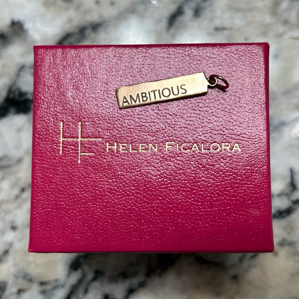 Helen Ficalora Rose Gold Engraved Bar Charm — “AMBITIOUS”
